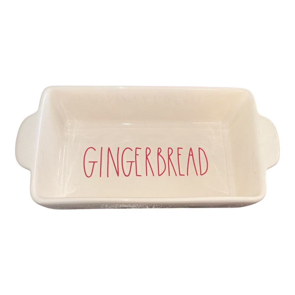 Rae Dunn Ceramic Gingerbread Loaf Pan, White, 9 Inch, Bakeware Collection